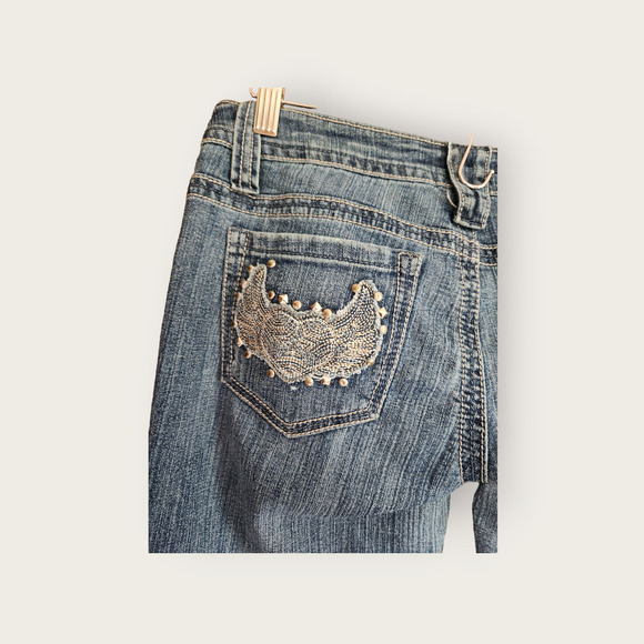 Imperial Star Straight Slim Fit Distressed embellished Girls Jeans Size 7 - Picture 9 of 10